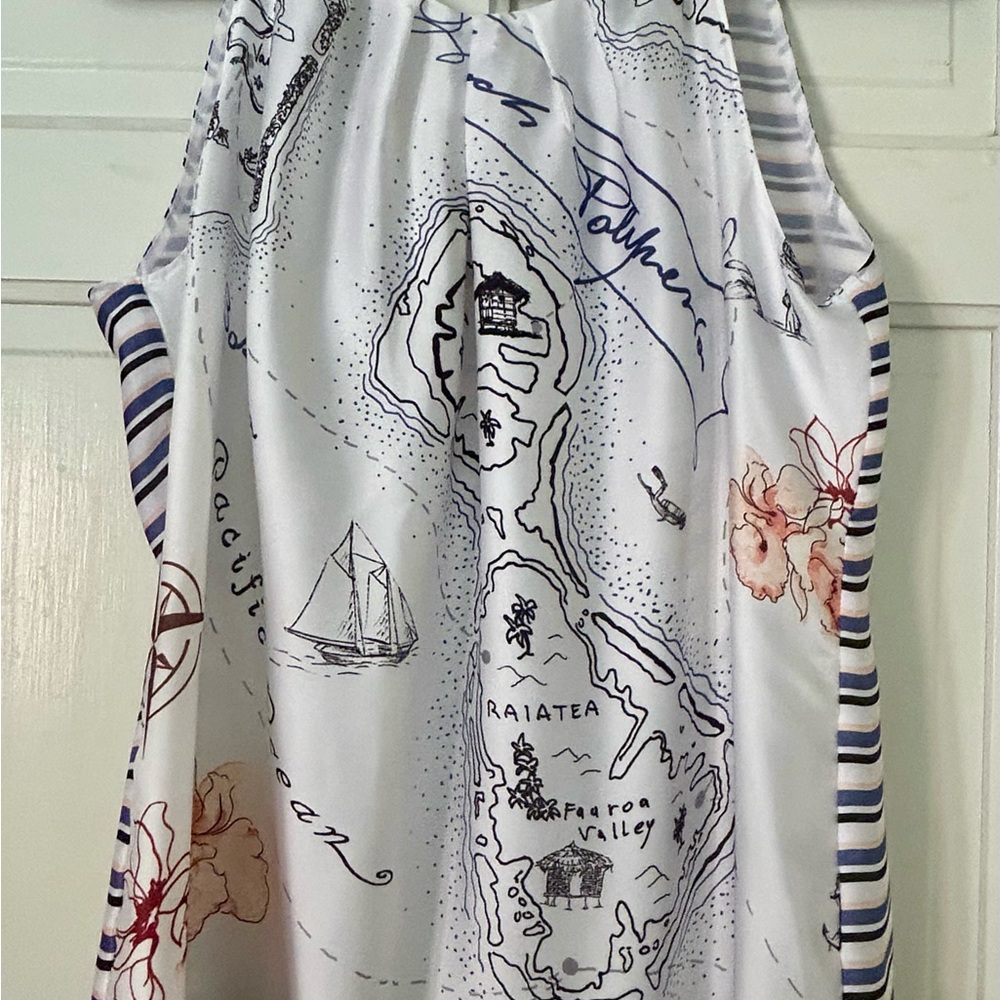 White House Black Market Nautical Map Print Tank Top